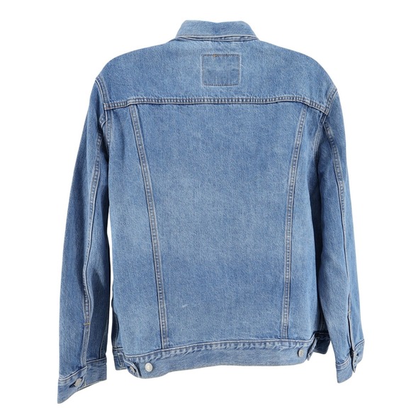 Levi's‎ Denim Trucker Jacket Men's XXL Graphic Checkered Logo Sleeves Blue NEW - Picture 2 of 6